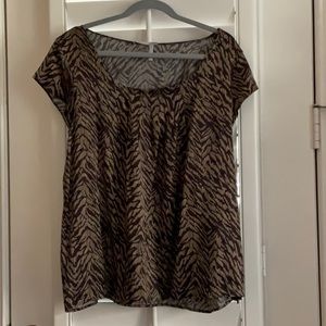 CLASSIQUES ENTIER Silk Cap Sleeve Blouse with Pleated Front - Size XL